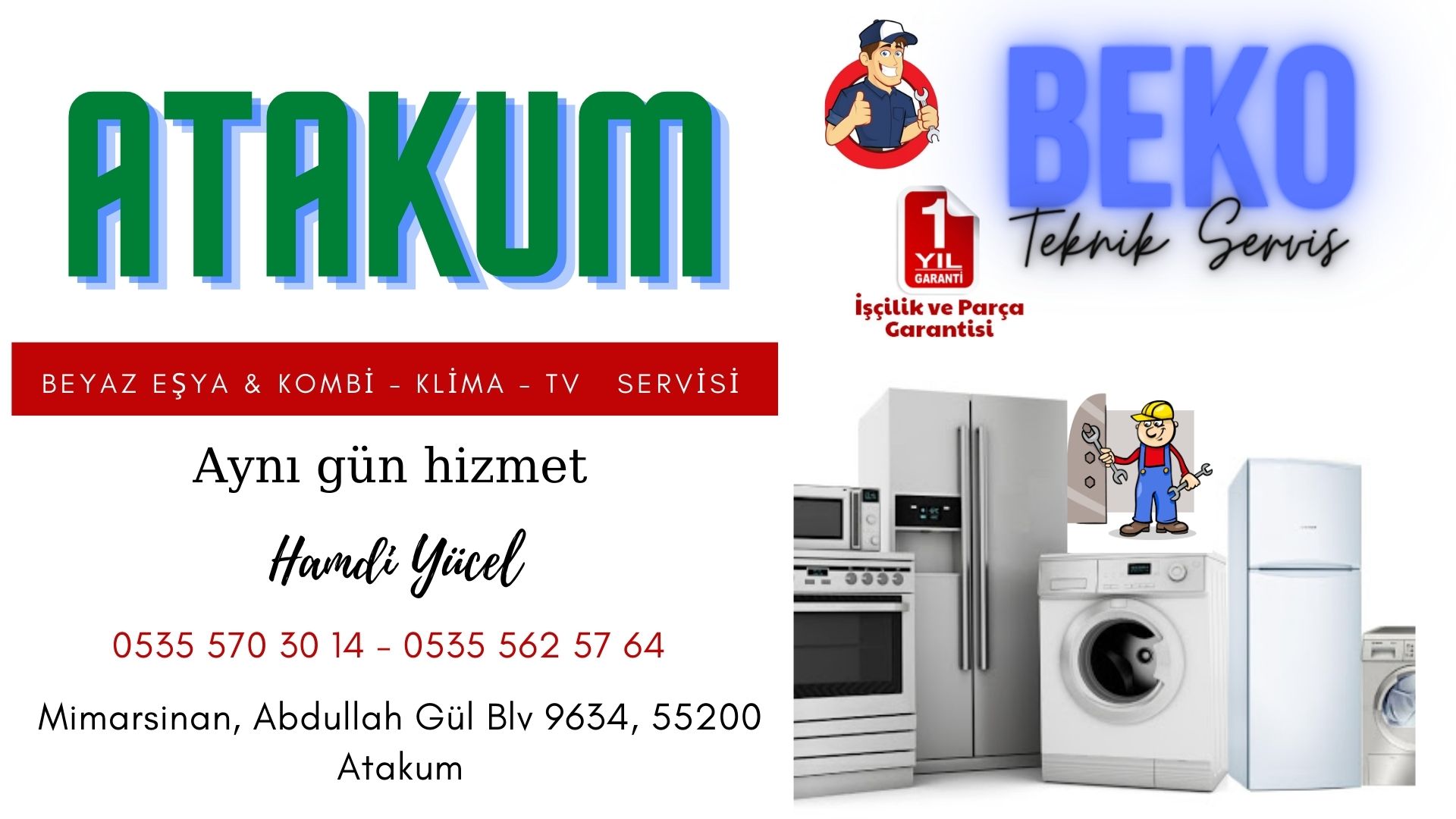Atakum Beyaz Eşya Servisi | Buzdolabı & Çamaşır Makinesi Tamircisi