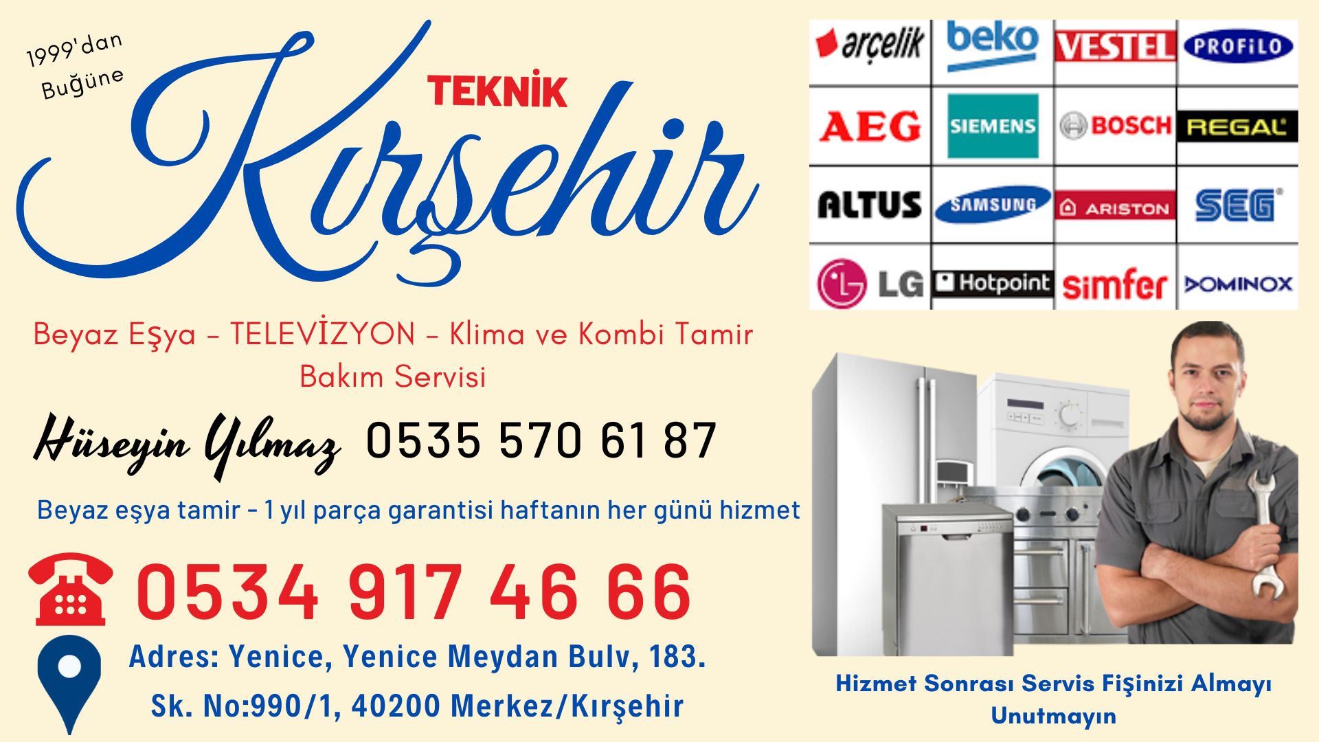 Kırşehir Beyaz Eşya-Buzdolabı ve Televizyon Servisi 