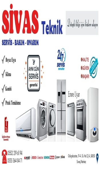 Sivas Beyaz Eşya Tamir Servisi 444 28 46